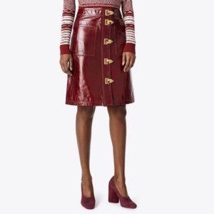 Tori Burch Red Leather Skirt NWOT
